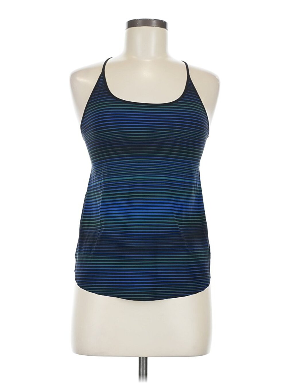 Lululemon Athletica Size 6 Racerback Tank Top Blue Black Stripe Workout Yoga